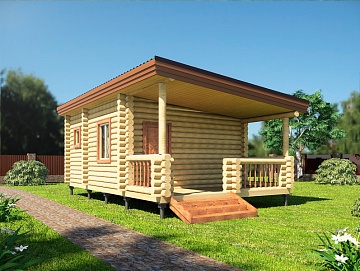 Баня из оцилиндрованного бревна 5×8 (ББ-41), 40 м² Баня из оцилиндрованного бревна 5×8 (ББ-41), 40 м²